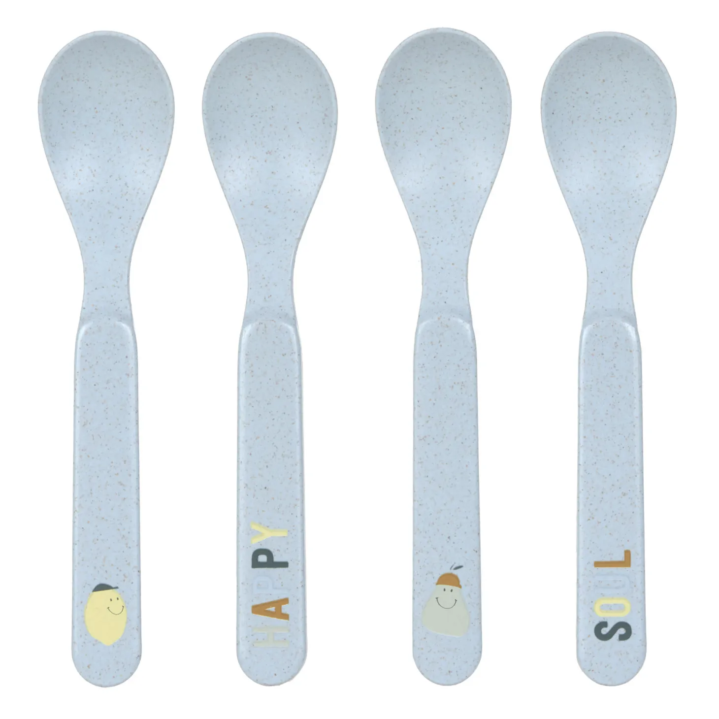 Lässig Lot de 4 cuillères Happy Fruits Bleu