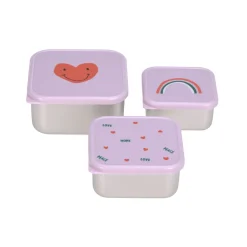Lässig                    Lot de 3 petites boîtes à goûter inox    Lavande