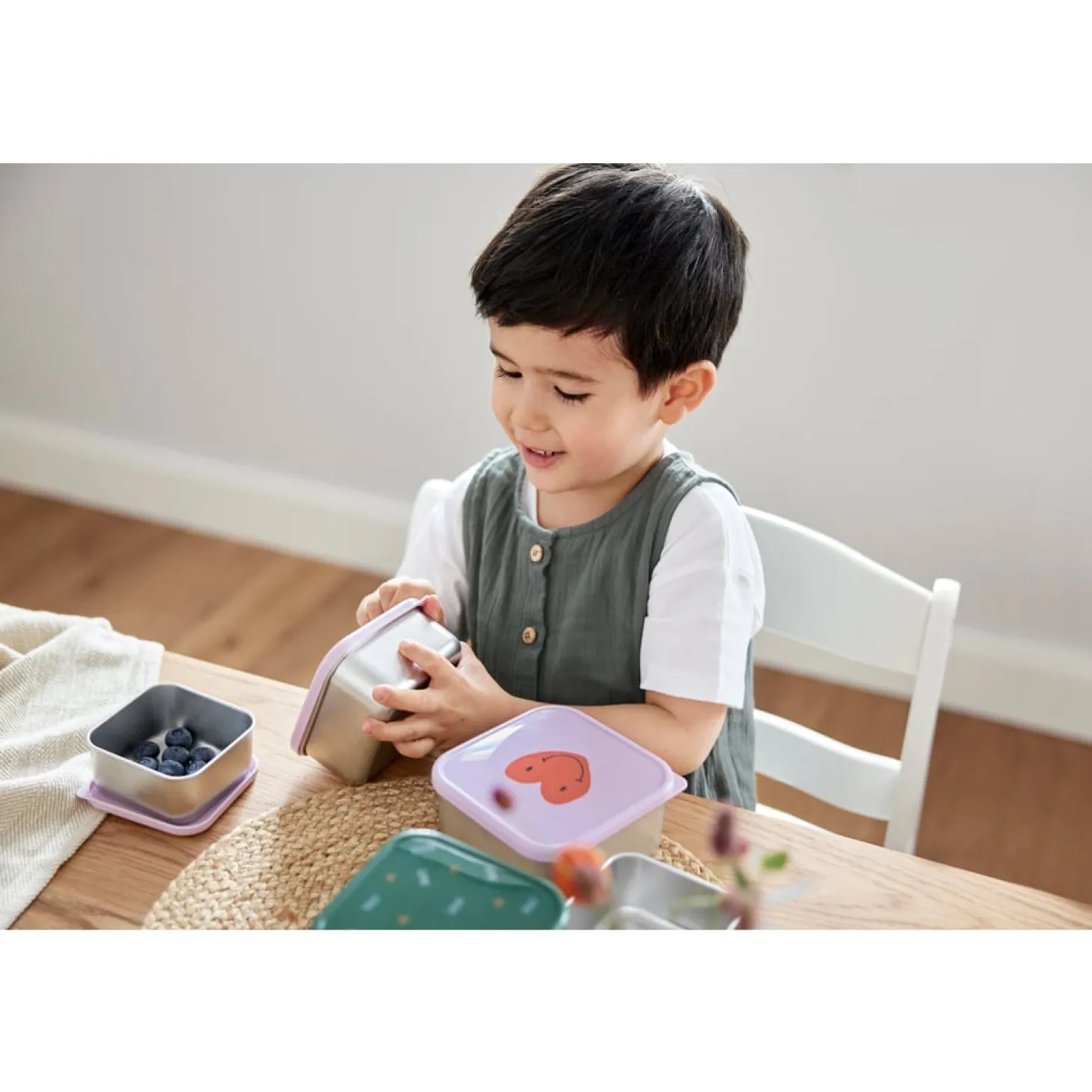 Lässig Lot de 3 petites boîtes à goûter inox Lavande