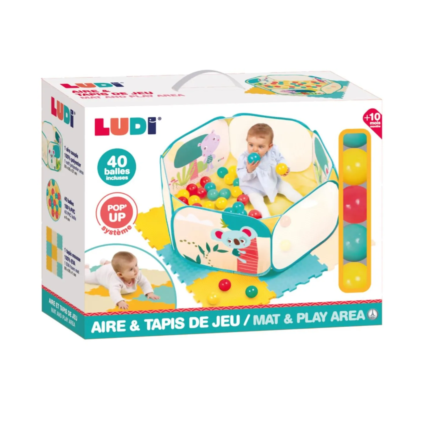 Ludi Aire et tapis de jeu Multicolore 90X85 cm