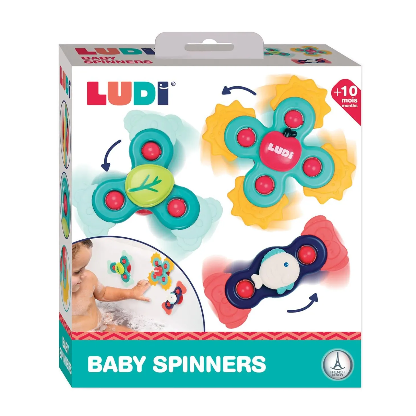 Ludi 3 Baby Spinners Multicolore 10 mois