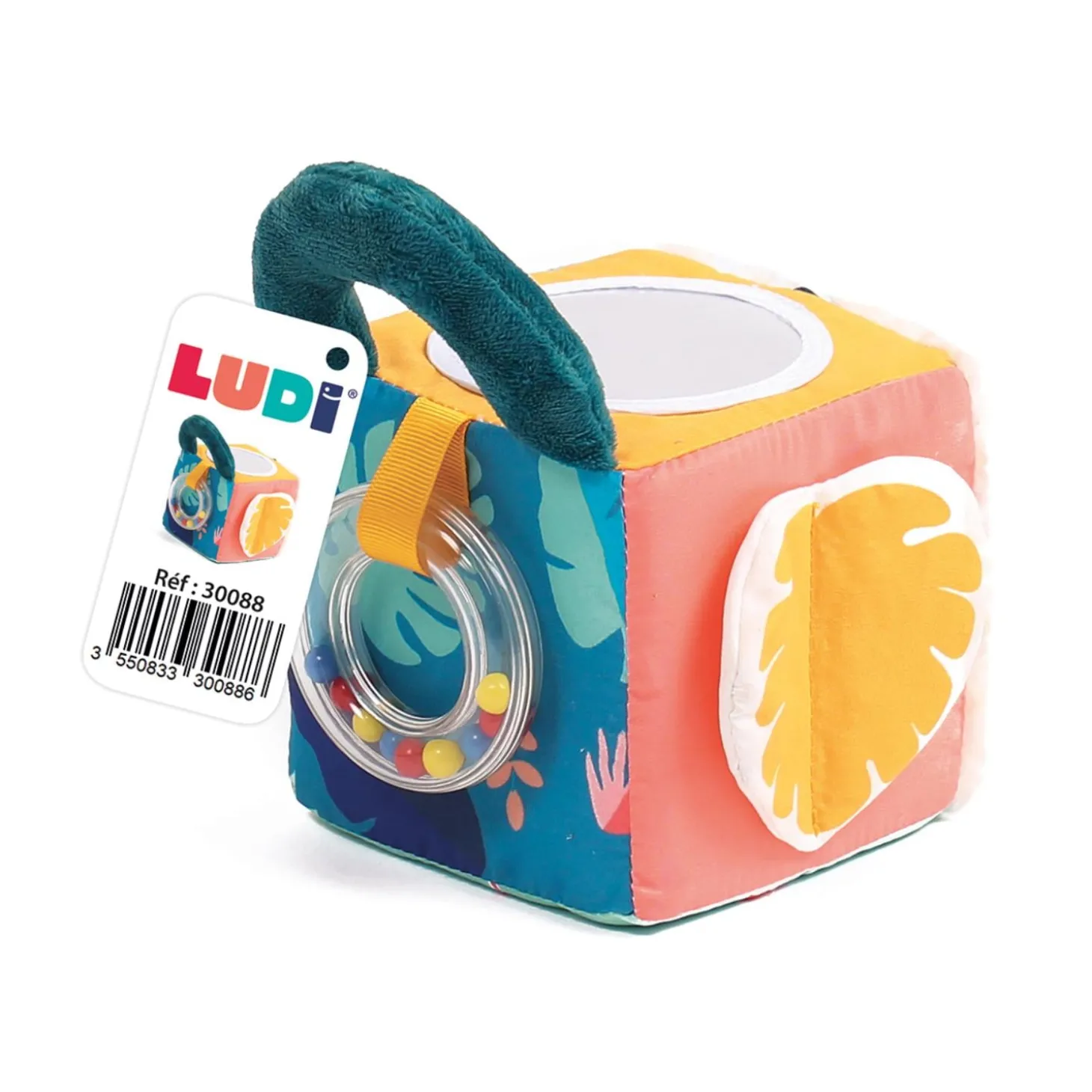 Ludi Cube en tissu Feuille Multicolore 3 mois