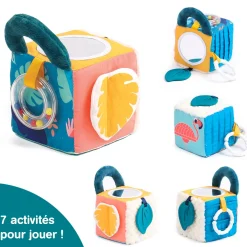 Ludi Cube en tissu Feuille Multicolore 3 mois