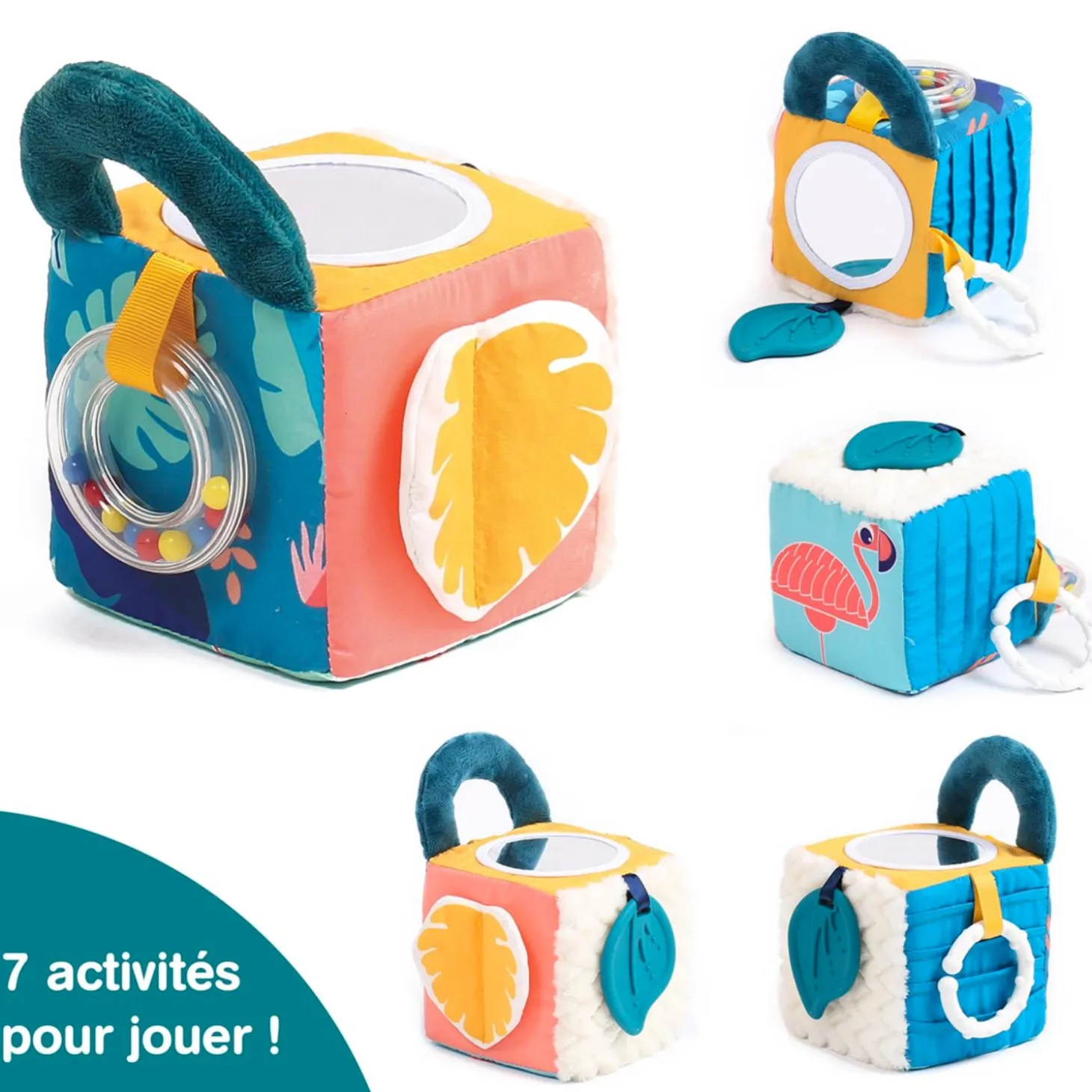 Ludi Cube en tissu Feuille Multicolore 3 mois