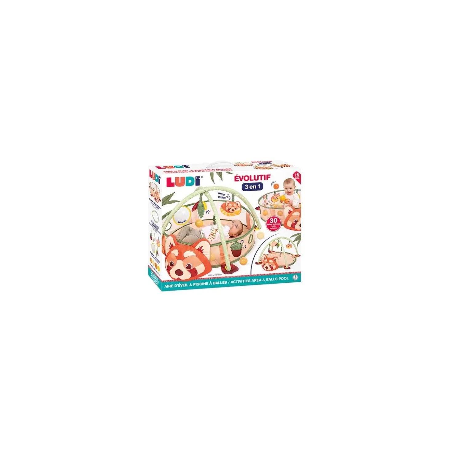 Ludi Tapis et Aire de Jeu Panda Roux Multicolore