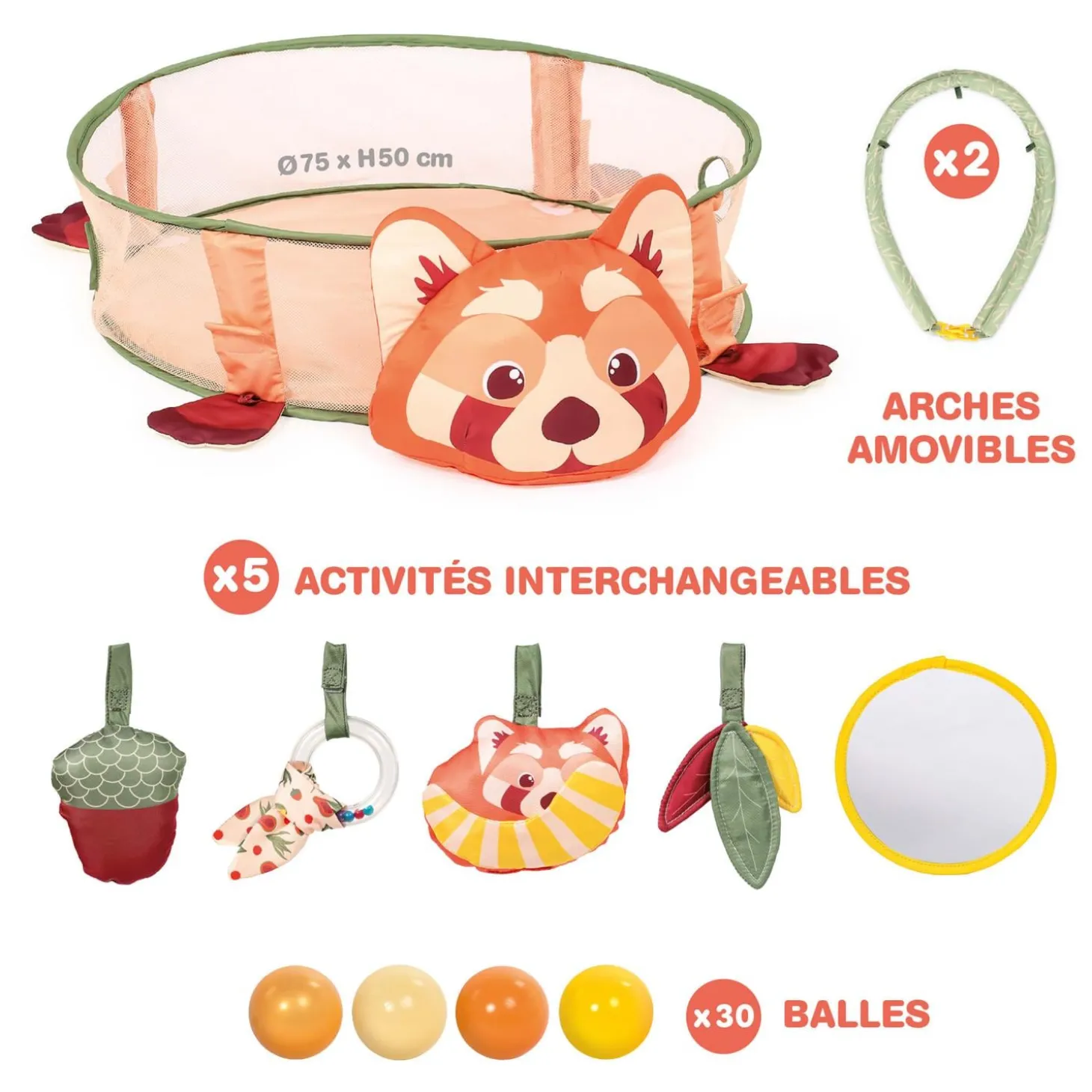 Ludi Tapis et Aire de Jeu Panda Roux Multicolore