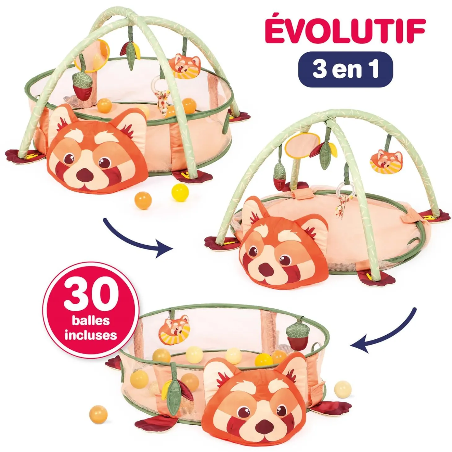 Ludi Tapis et Aire de Jeu Panda Roux Multicolore