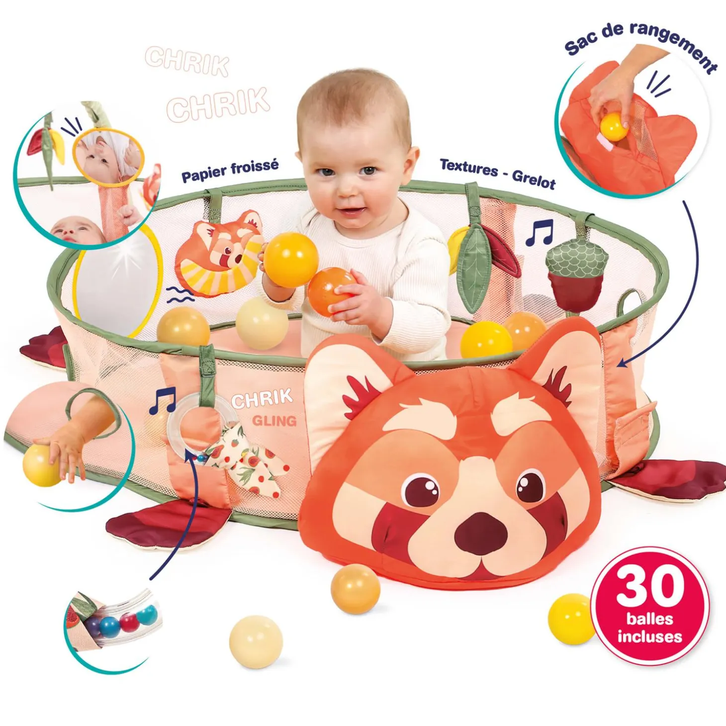 Ludi Tapis et Aire de Jeu Panda Roux Multicolore