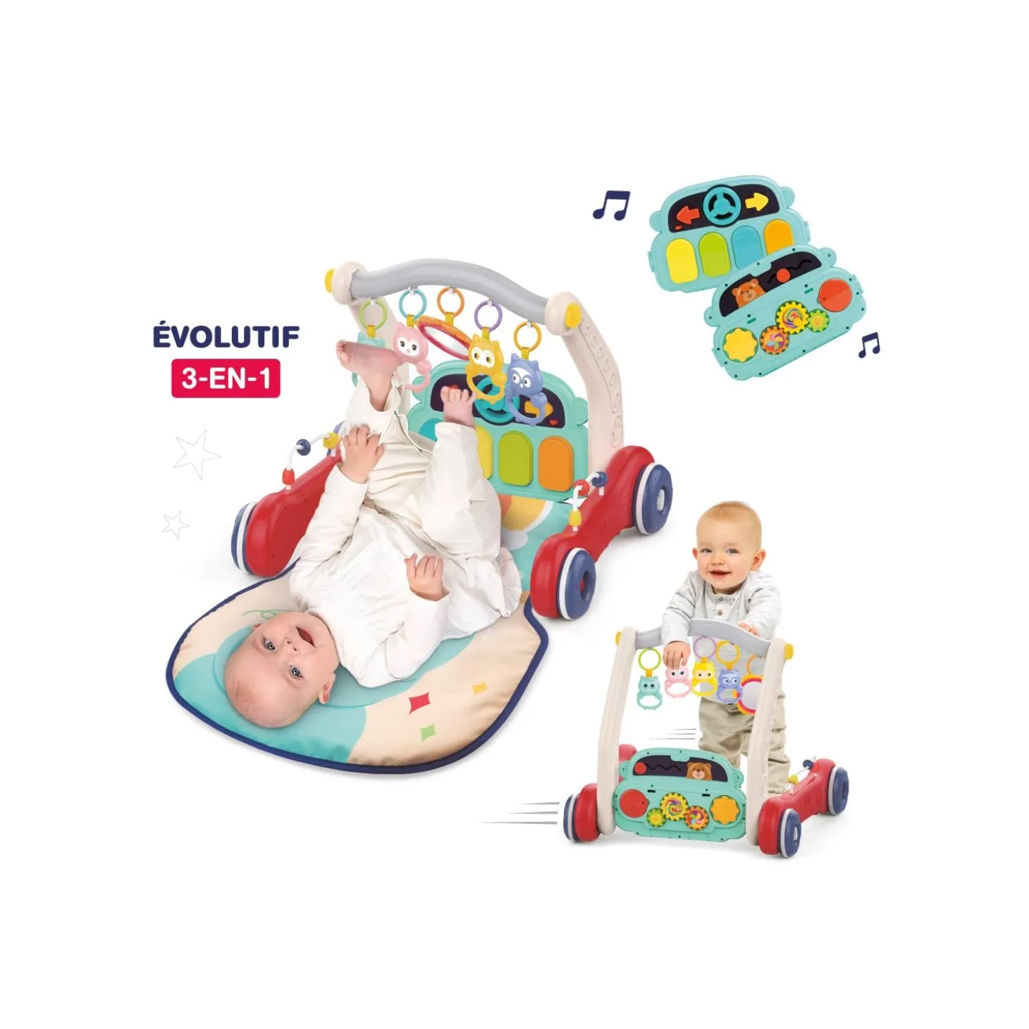 Ludi Tapis et Chariot de marche Multicolore
