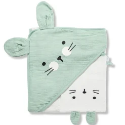 Maïka Cape de bain avec gant Lapin/Vert 100x100 cm