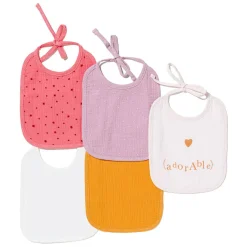 Maïka                    Lot 5 bavoirs 1er age    Violet/Mauve