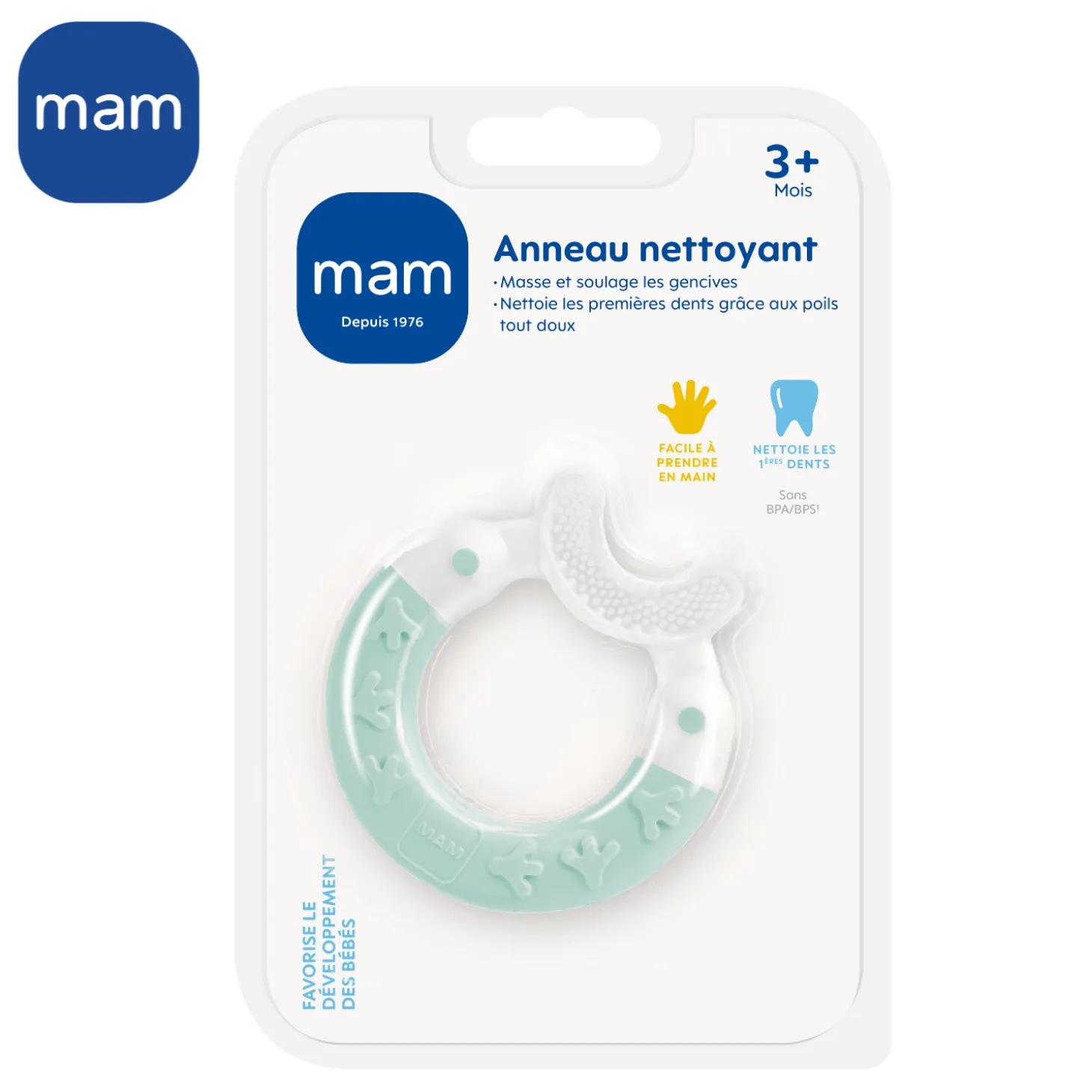 MAM BABY Anneau de dentition nettoyant Panaché 3 mois+