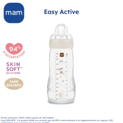 MAM BABY Biberon Easy Active Décoré Tétine Débit X Sable 330 ml