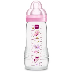 MAM BABY                    Biberon Easy Active décoré 2ème âge    Rose            330 ml