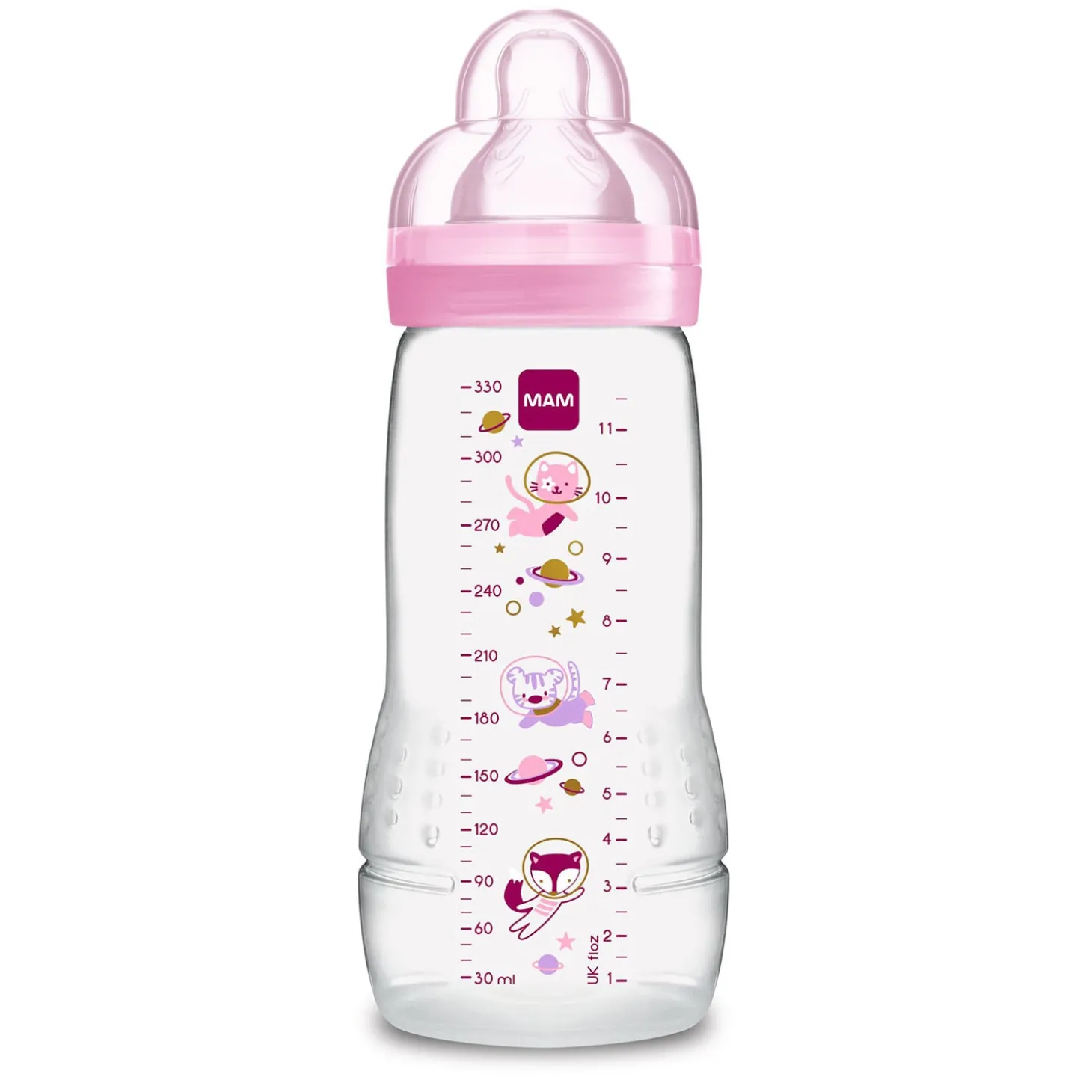 MAM BABY Biberon Easy Active décoré 2ème âge Rose 330 ml