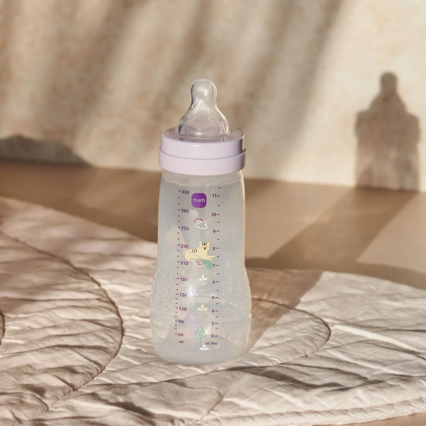 MAM BABY Biberon Easy Active Décoré Tétine Débit X Lilas 330 ml