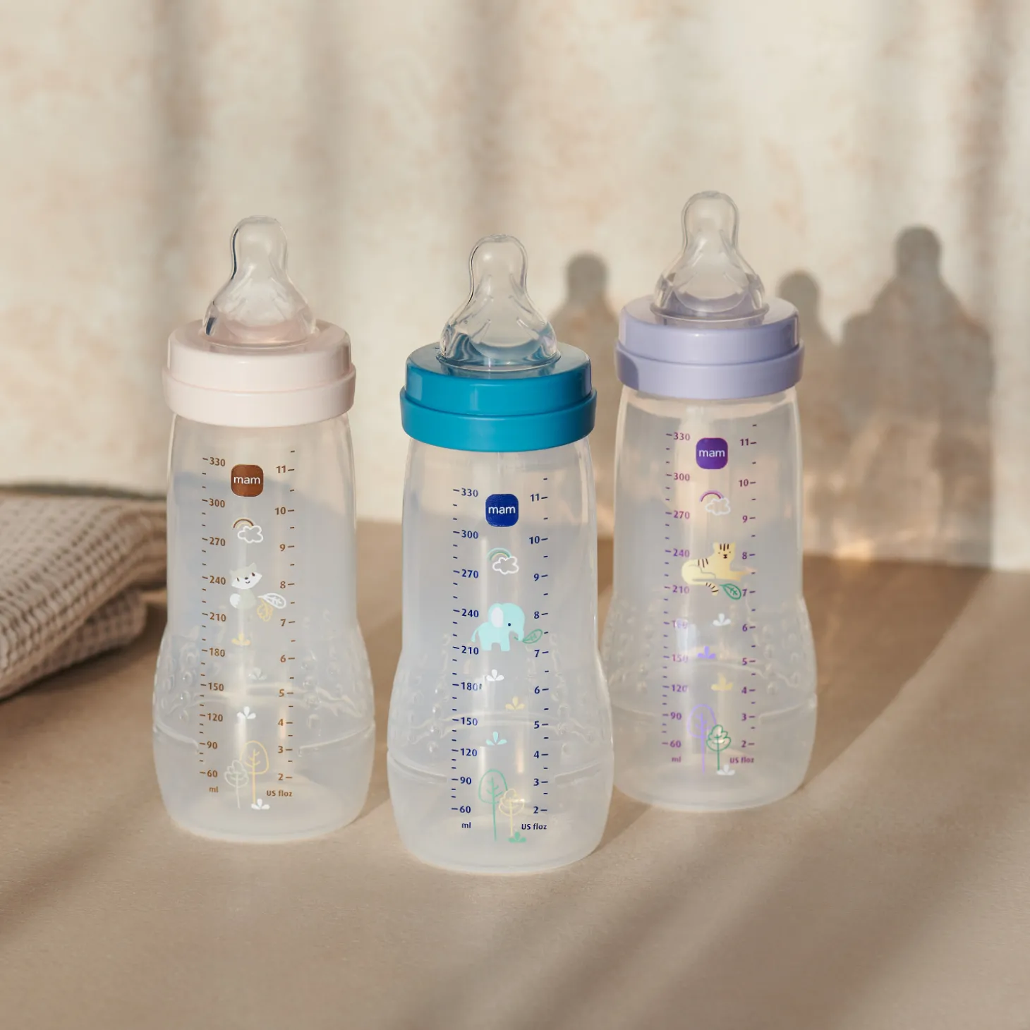 MAM BABY Biberon Easy Active Décoré Tétine Débit X Lilas 330 ml