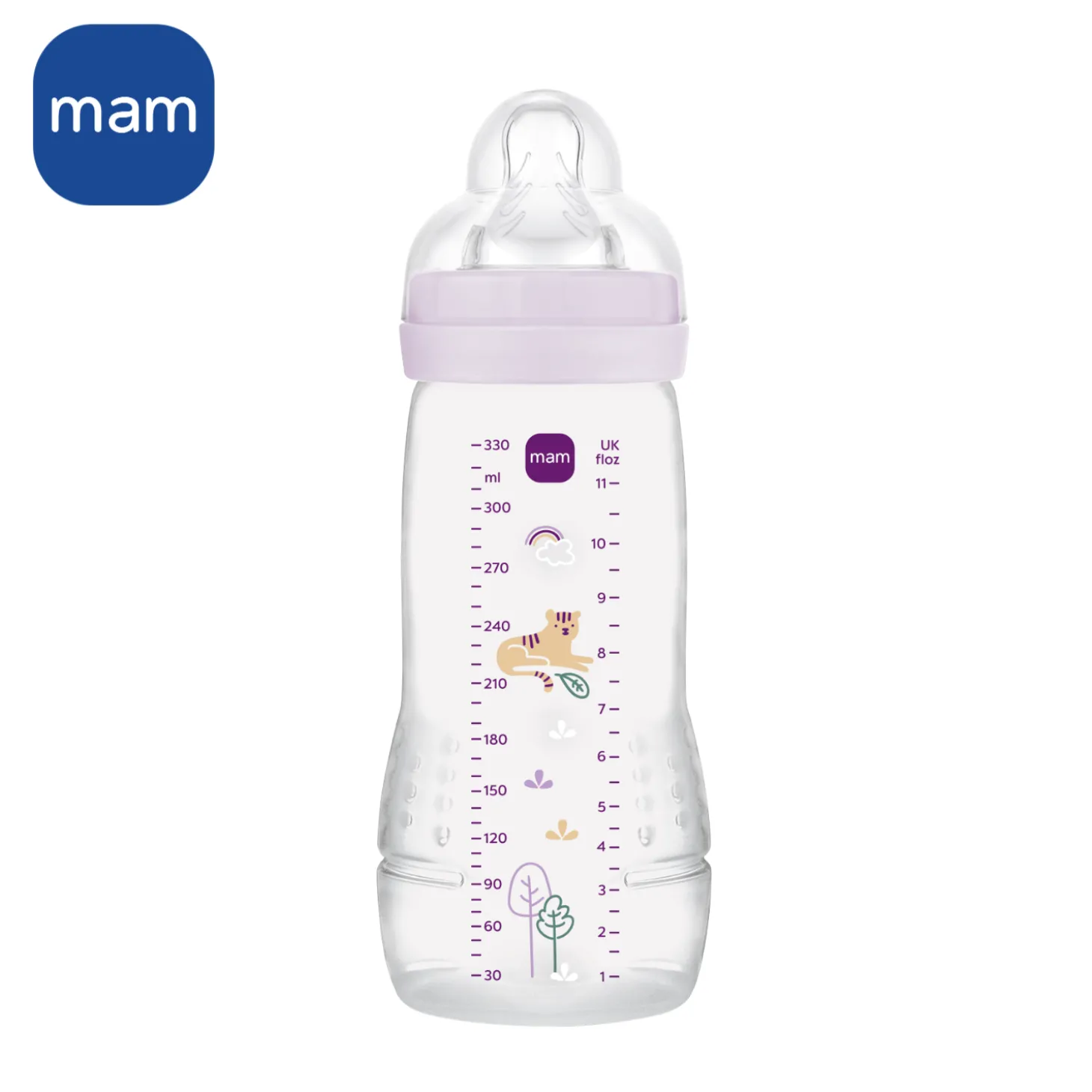 MAM BABY Biberon Easy Active Décoré Tétine Débit X Lilas 330 ml