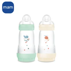 MAM BABY                    2 biberons anti-coliques Easy Start classique    Menthe