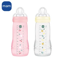 MAM BABY 2 Biberons Easy Active Coloré Tétine Débit X Berry 330 ml