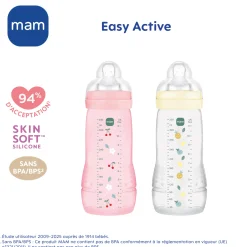MAM BABY 2 Biberons Easy Active Coloré Tétine Débit X Berry 330 ml