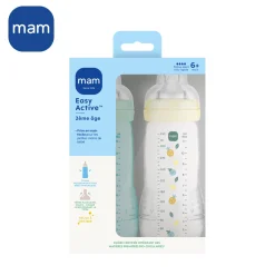 MAM BABY 2 Biberons Easy Active Coloré Tétine Débit X Ice 330 ml