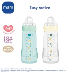 MAM BABY 2 Biberons Easy Active Coloré Tétine Débit X Ice 330 ml
