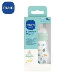 MAM BABY Biberon verre Bleu 170 ml