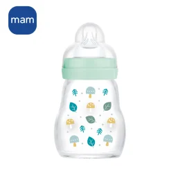 MAM BABY Biberon verre Bleu 170 ml