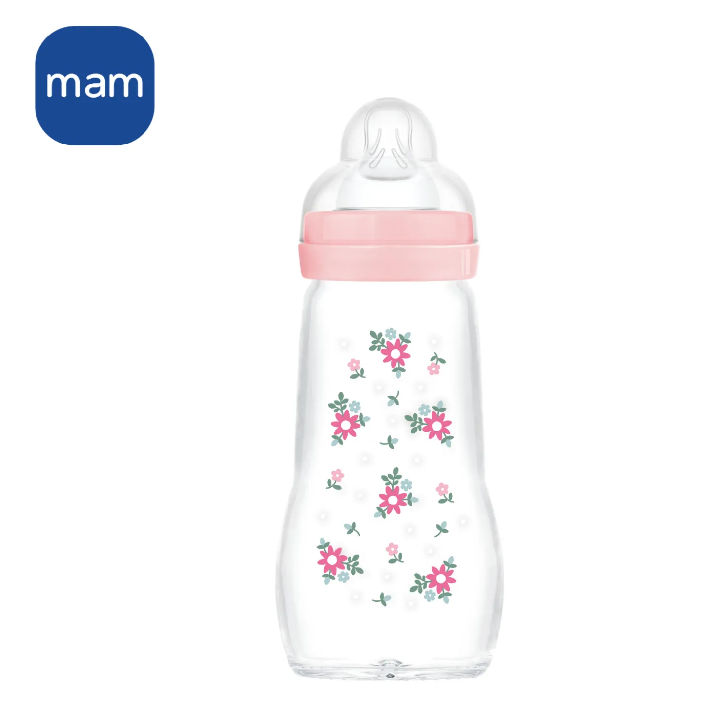 MAM BABY Biberon verre Rose 260 ml