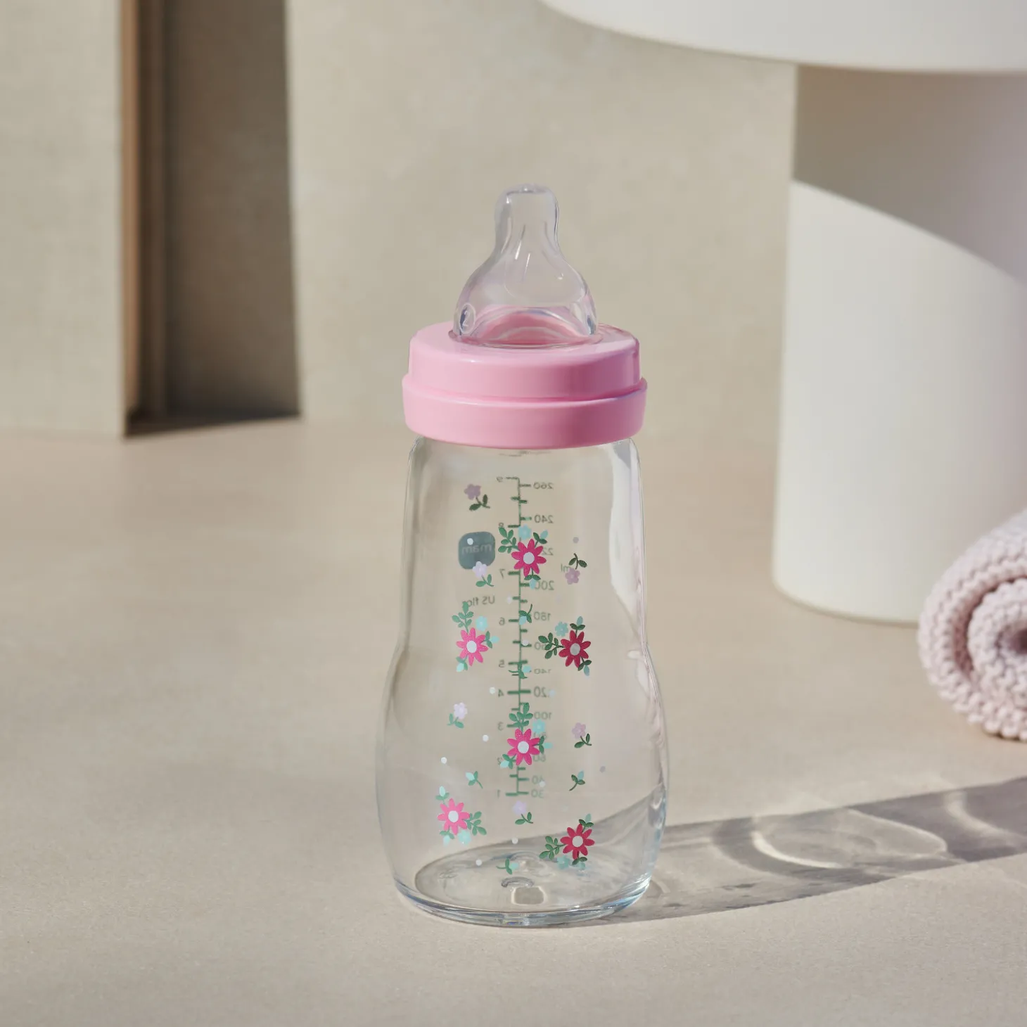 MAM BABY Biberon verre Rose 260 ml