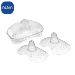 MAM BABY                    2 bouts de sein en silicone avec boîte de stérilisation