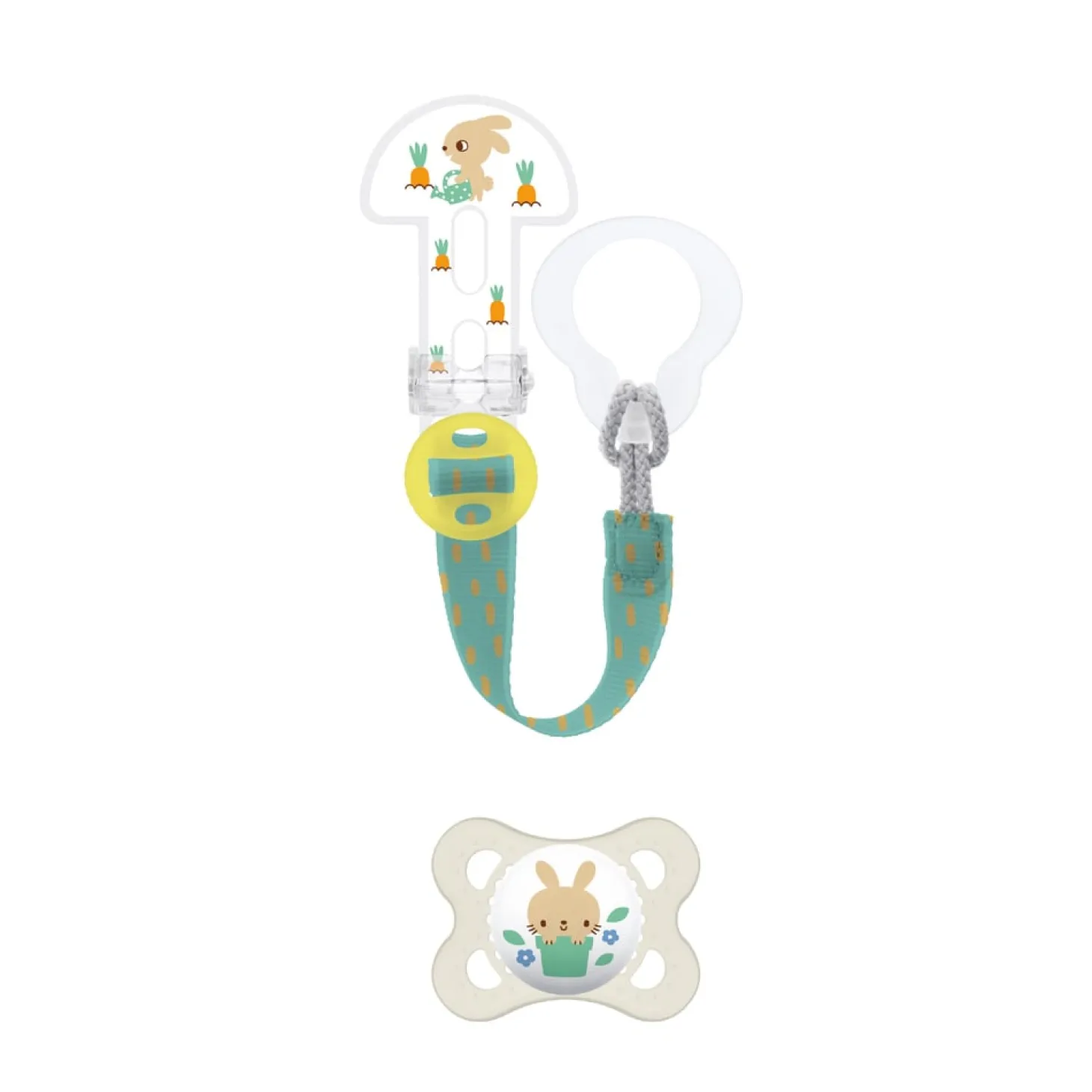 MAM BABY Sucette + attache-sucette Panaché 0-6 mois