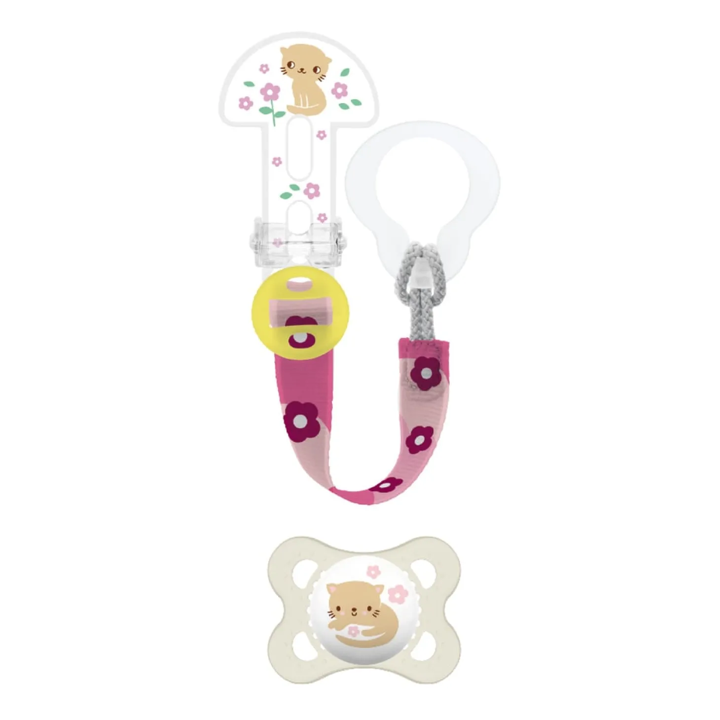 MAM BABY Sucette + attache-sucette Panaché 0-6 mois