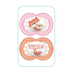 MAM BABY 2 sucettes décor + boîte stérilisation Panaché 6 mois+