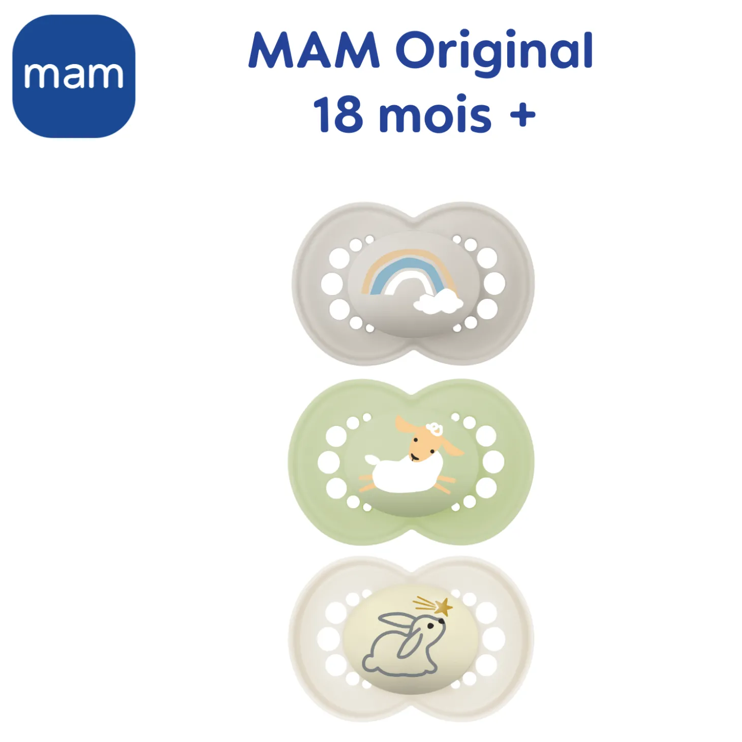 MAM BABY 3 sucettes Original Beige 18 mois+