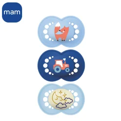 MAM BABY 3 sucettes Original Bleu 18 mois +