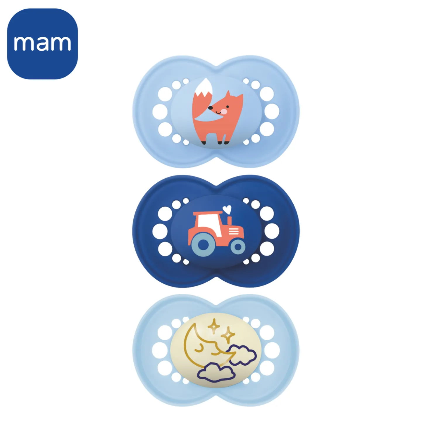 MAM BABY 3 sucettes Original Bleu 18 mois +