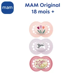 MAM BABY                    3 sucettes Original    Rose            18 mois +