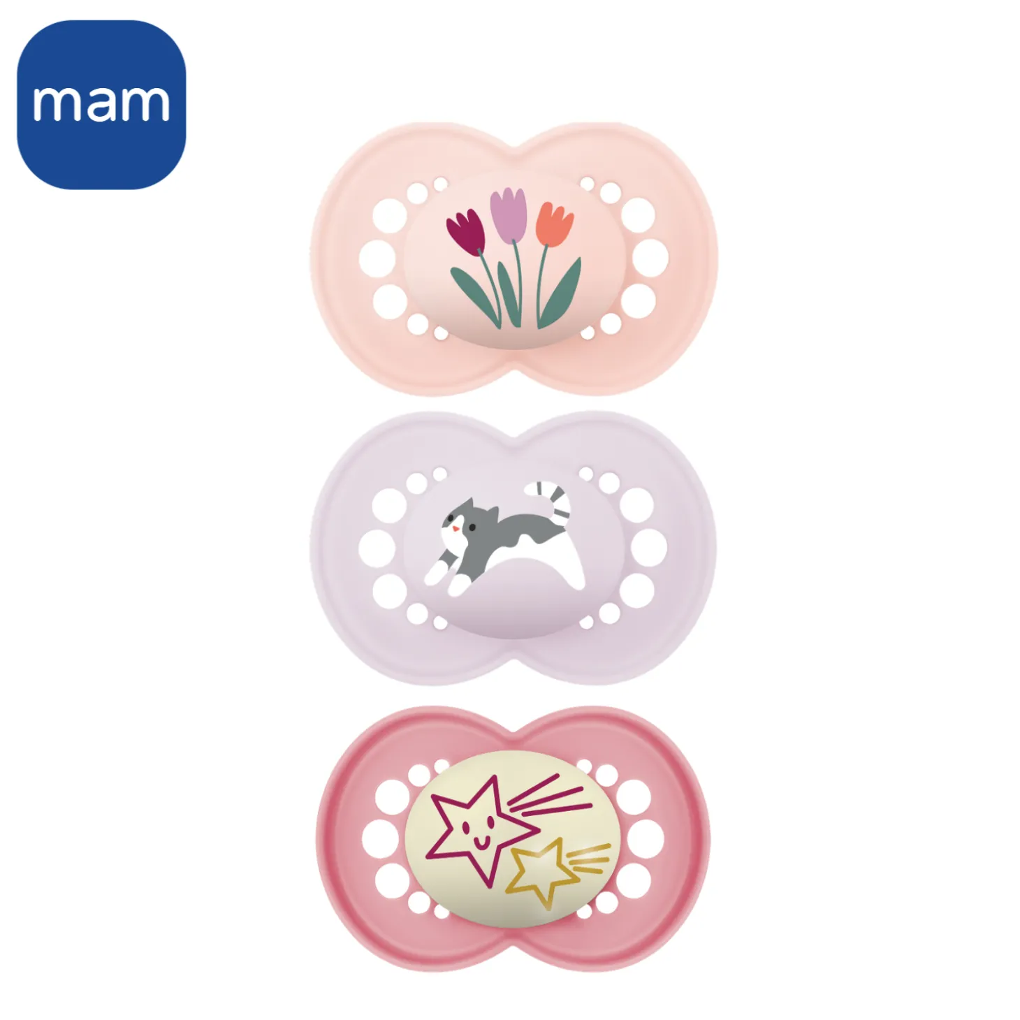 MAM BABY 3 sucettes Original Rose 18 mois +