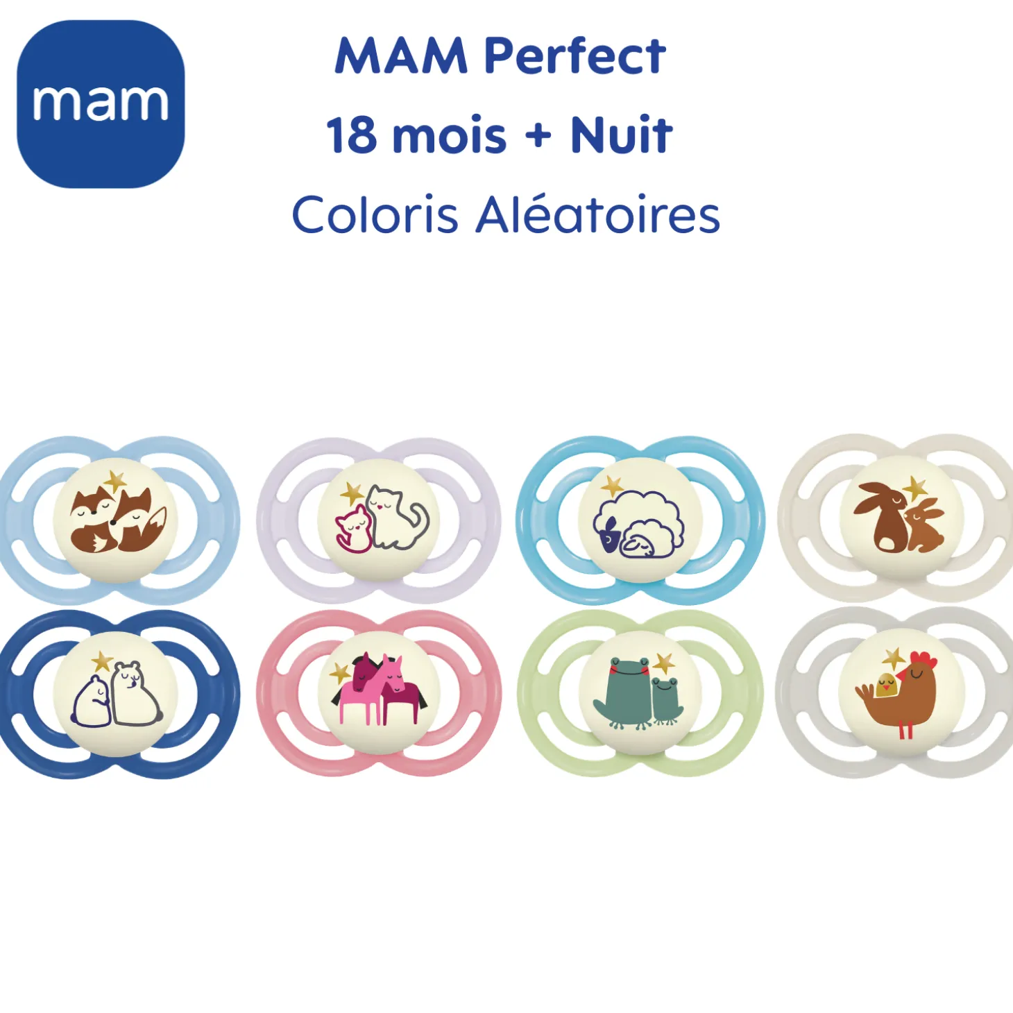 MAM BABY 2 sucettes Perfect nuit Animaux 18 mois+