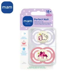 MAM BABY 2 sucettes Perfect nuit Animaux 18 mois+