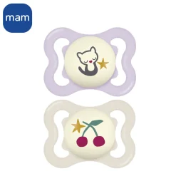 MAM BABY                    2 sucettes Supreme nuit    Panaché