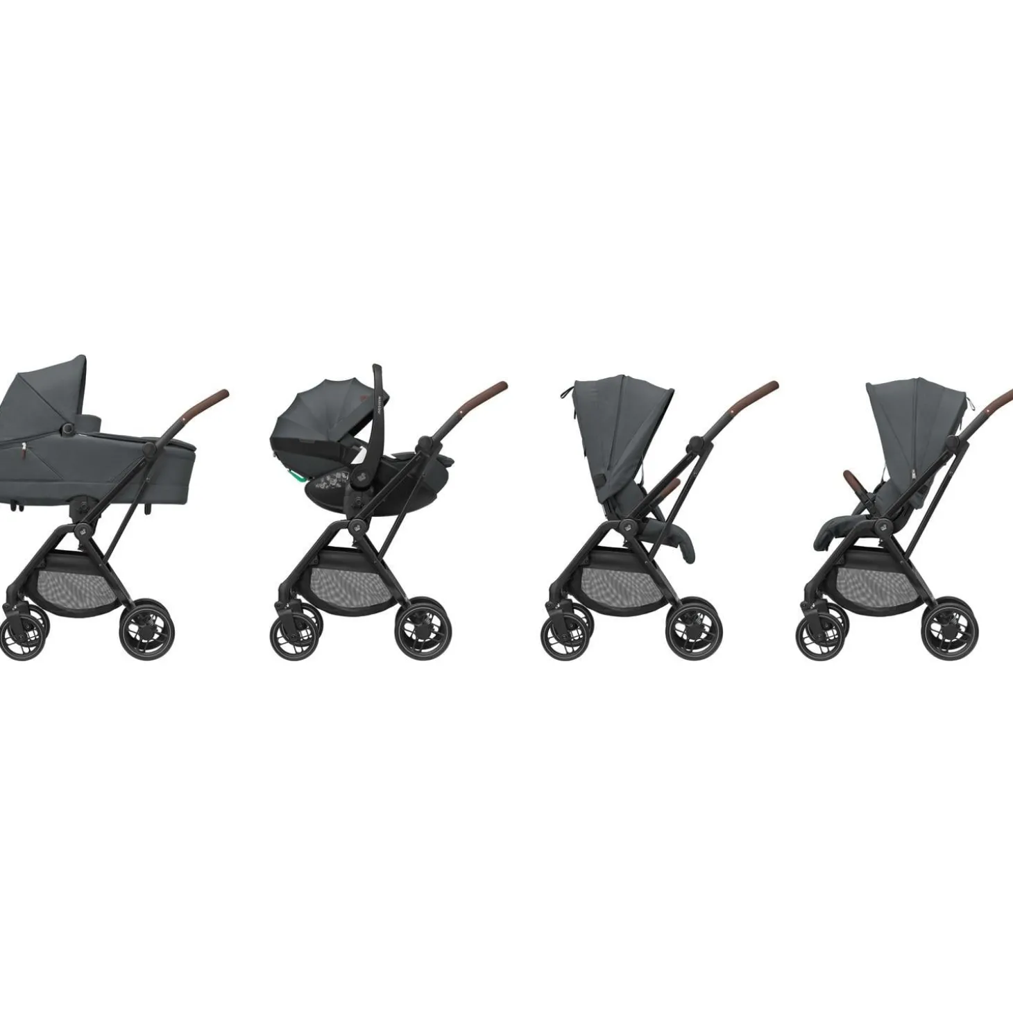 Maxi Cosi Poussette Leona 2 Twillic Graphite Frame / Brown Leather