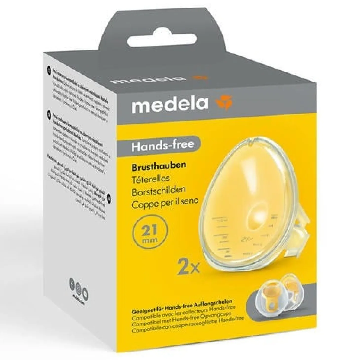 Medela Lot de 2 Téterelles Freestyle Hands Free Transparent Et Jaune 21 mm
