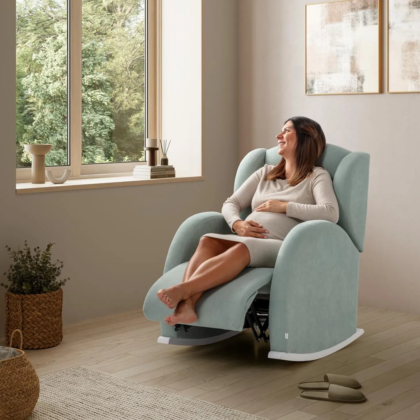 Micuna Fauteil d'Allaitement Flor Slow Systems Waterwood Boucle Blanc