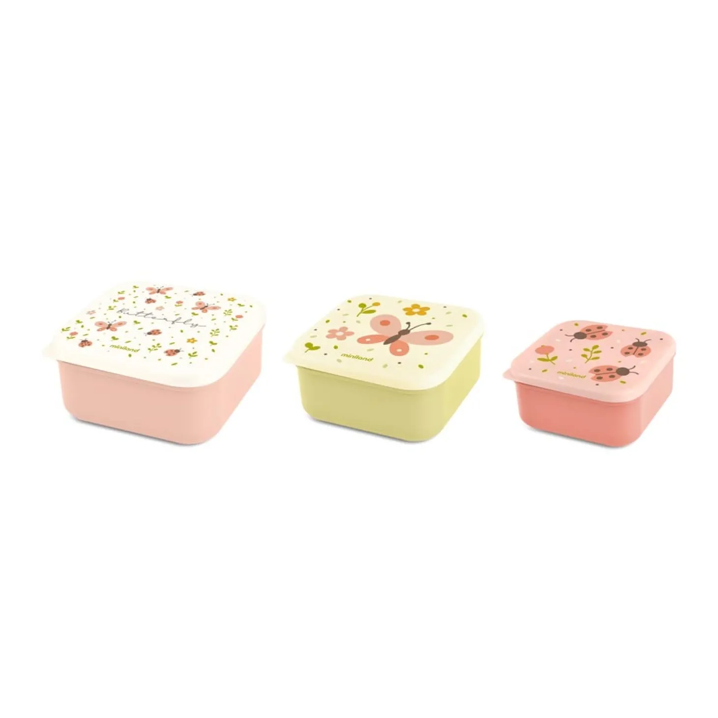 Miniland Set de 3 Boites À Gouter Butterfly Rose