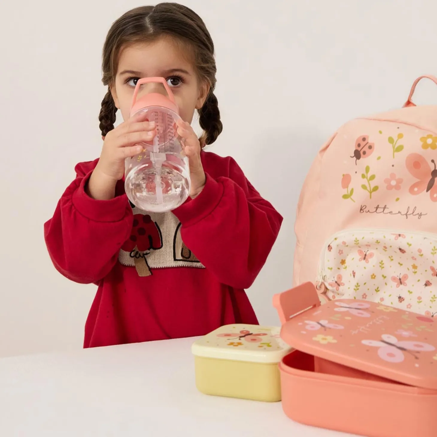 Miniland Set de 3 Boites À Gouter Butterfly Rose