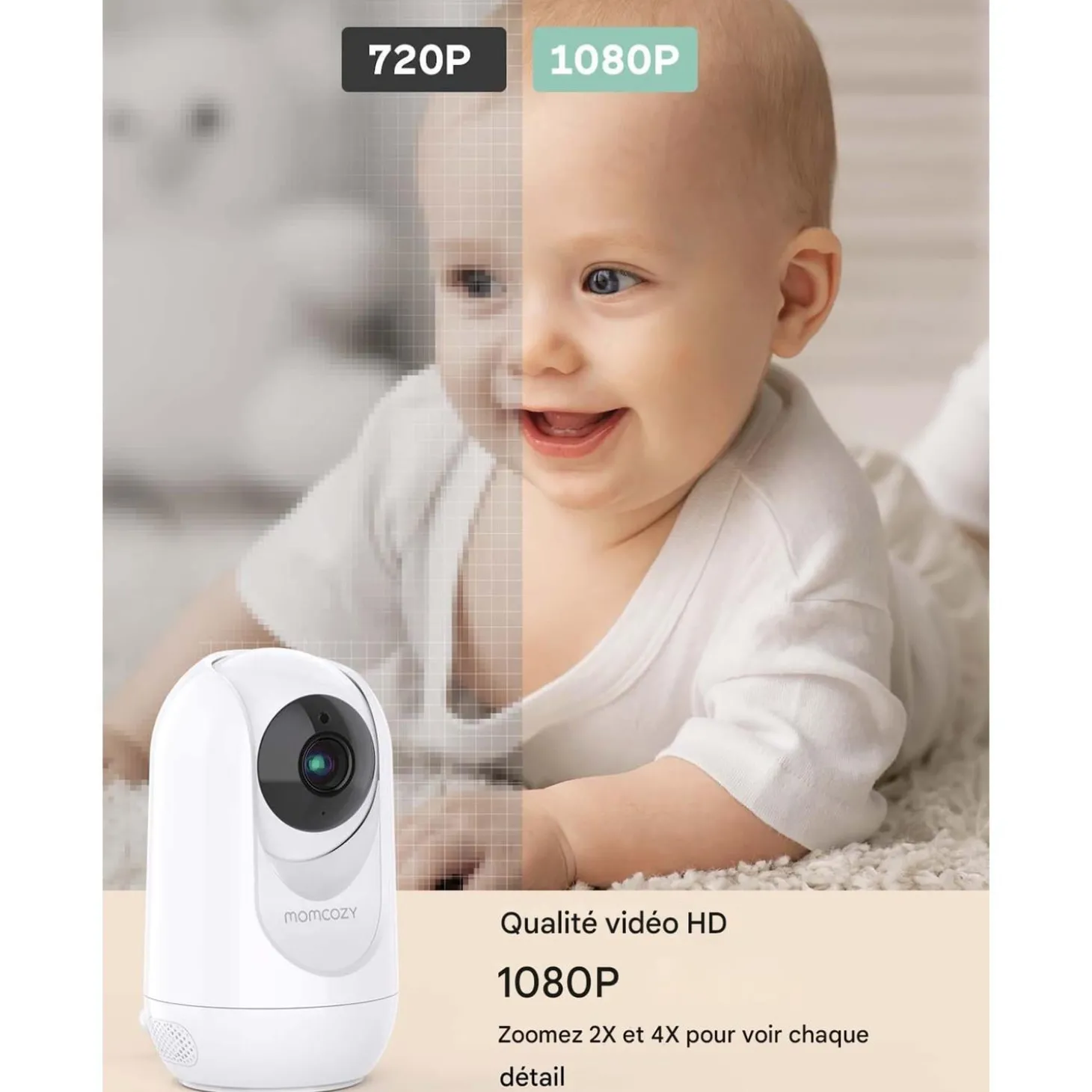 Momcozy Baby Monitor vidéo Blanc 5 pouces