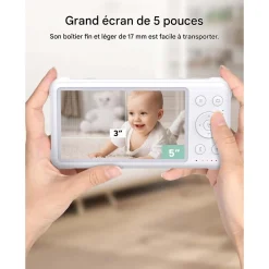 Momcozy Baby Monitor vidéo Blanc 5 pouces